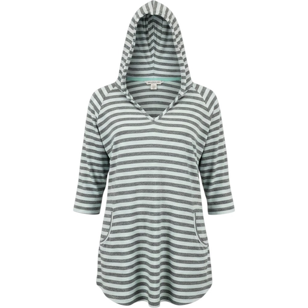 AKINI Women's Striped Hooded Tunic Top w Pockets Casual longline striped S MEZ